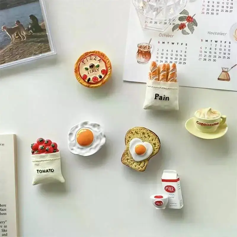 3D Food Style Fridge Magnets Croissant Magnetic Decoration Stickers for Refrigerator Decor Model Fridge Magnet Collection