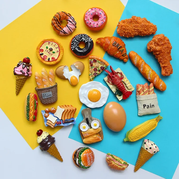 Hot dog French stick food fridge magnets refrigerator paste egg bread hamburger corn lobster refrigerator paste home decoration